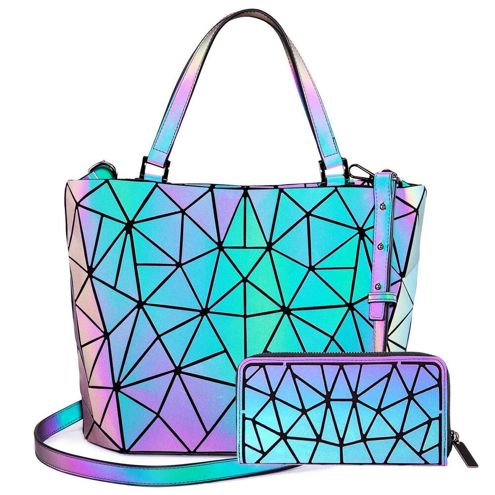 5907 Geometric Luminous Purses and Handbags Holographic Reflective